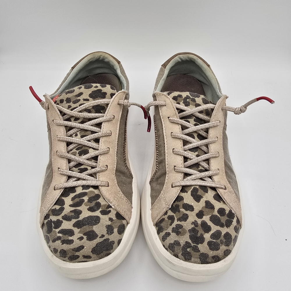 Hey Dude Karina Beige Lepard Slip On Sneakers